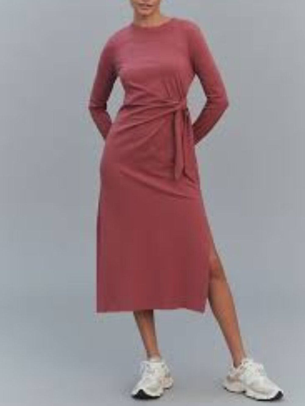 Daily Practice By Anthropologie Tie Breaker Long-Sleeve Midi Dress Size XL NWT